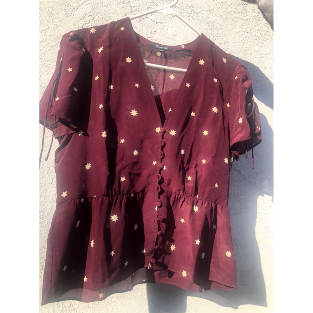 NWT Madewell Silk Bell Top W/Star Design - Picture 6 of 6